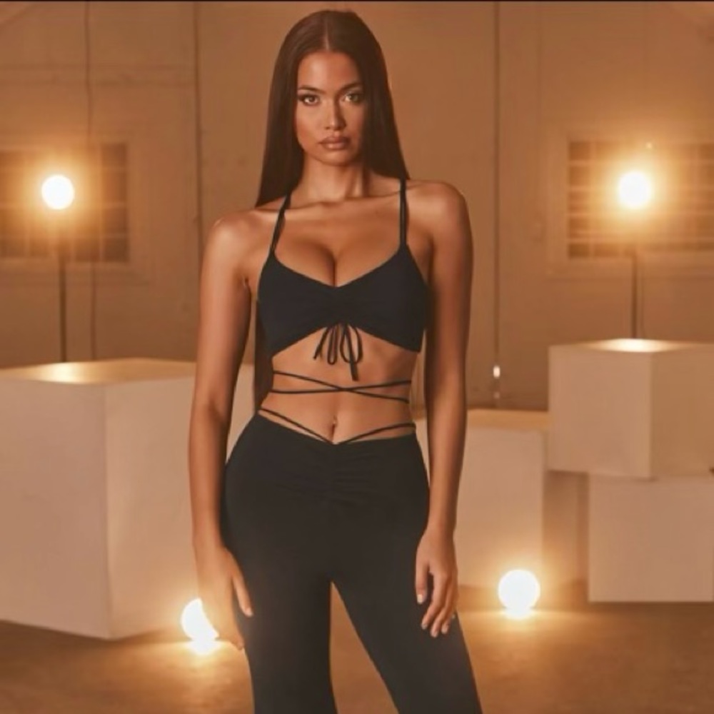 Black Oh Polly Crop Top with Trousers